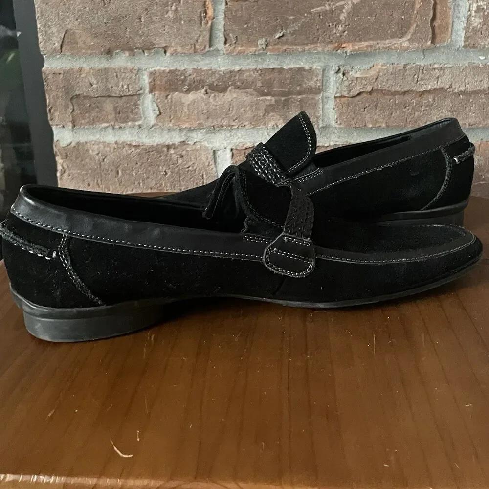 Kenneth Cole Big Band Suede Loafers Men's 7.5M Black Slip On Dress Shoes